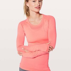 Orange Lululemon swiftly tech long sleeve